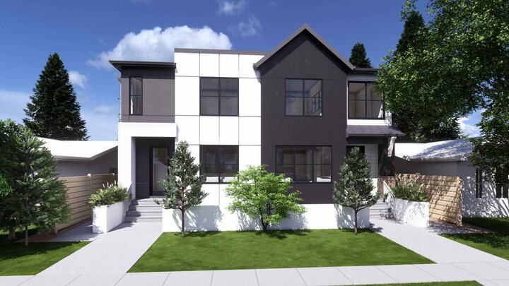 Architectural rendering of Cochrane Road NW Homes with a contemporary semi-detached exterior